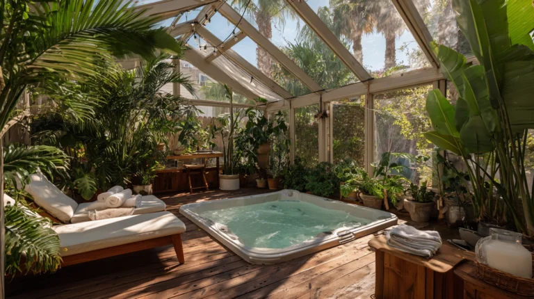 14 Greenhouse Hot Tub Ideas for a Year-Round Spa Escape