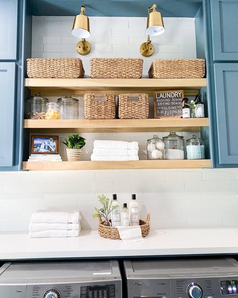 14 Modern Laundry Room Shelf Styling Ideas (That Look Designer)